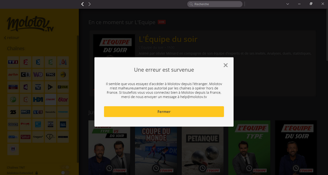 Molotov TV à l'étranger sans VPN