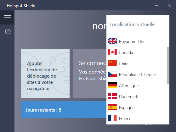 Hotspot Shield - Liste des serveurs VPN