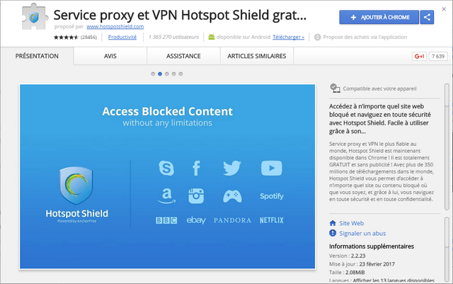 Hotspot Shield - Extension Google Chrome