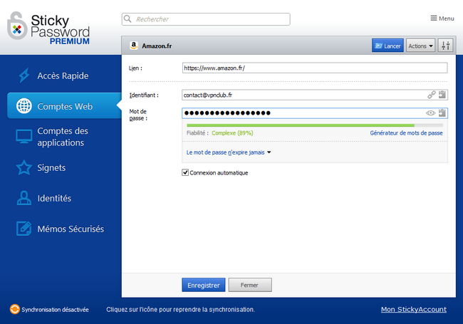 Sticky Password - Interface