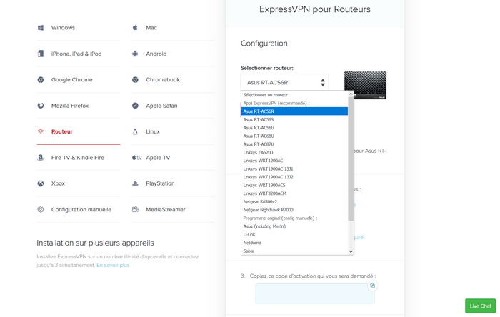 Installer ExpressVPN Routeur