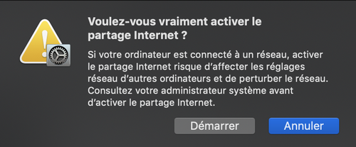 Démarrer Partage Internet