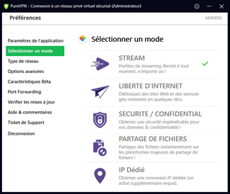 PureVPN - Modes