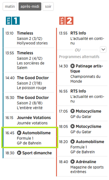 F1 sur RTS