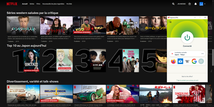 Netflix Japon avec ExpressVPN