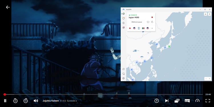 Anime sur Netflix Japon avec NordVPN