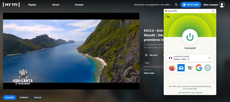 Koh Lanta sur TF1+ depuis l'étranger, avec ExpressVPN