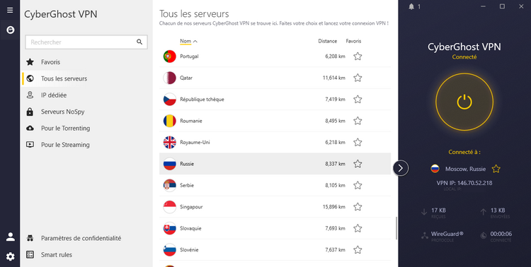 CyberGhost VPN - Russie