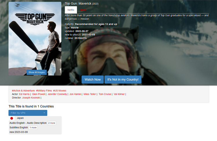 Top Gun 2 sur Netflix Japon