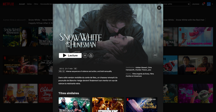 Blanche-Neige et le Chasseur sur Netflix