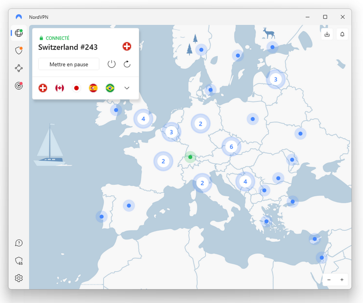 NordVPN - Emplacements