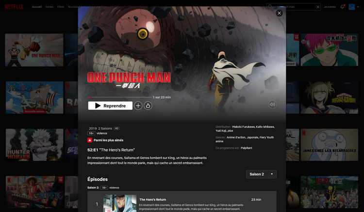 One Punch Man sur Netflix en France