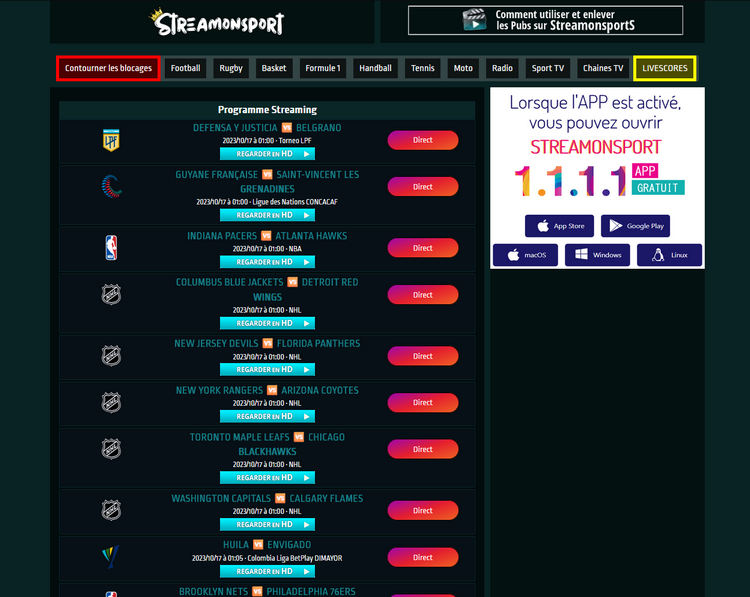 Streamonsport nouvelle adresse