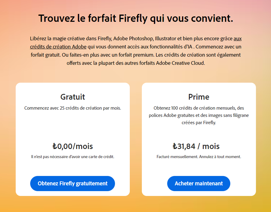 Adobe Firefly - Prix avec un VPN