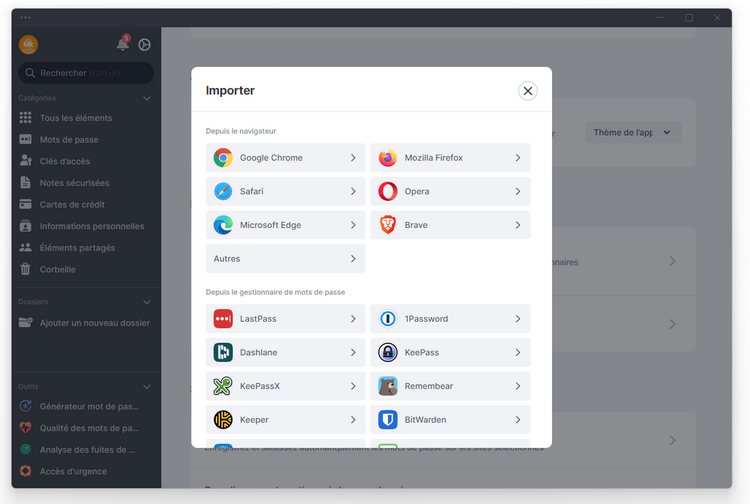 NordPass - Importation des mots de passe