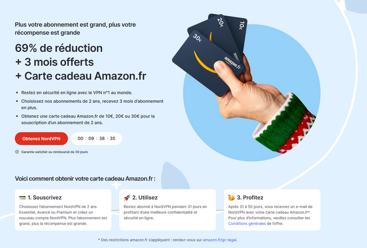 Carte Cadeau Amazon offerte par NordVPN