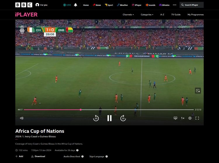 CAN 2024 sur la BBC avec un VPN