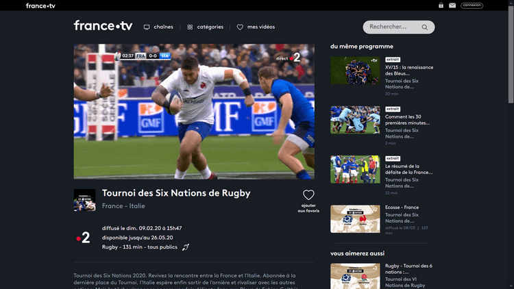 6 Nations sur France TV avec un VPN