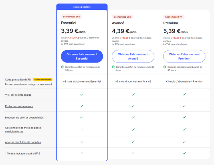 NordVPN - Forfaits