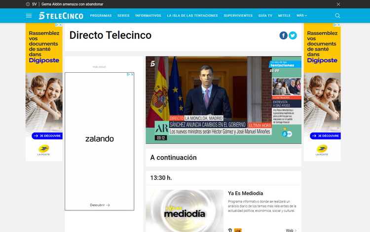 Telecinco en France avec un VPN