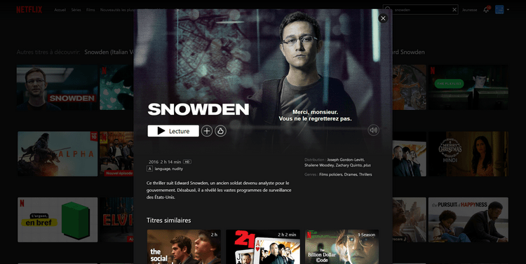 Snowden sur Netflix en France